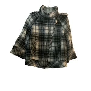 GUESS Wool Jackets Size M , 3/4 Sleeves, Turnup Neck , Gray plaid